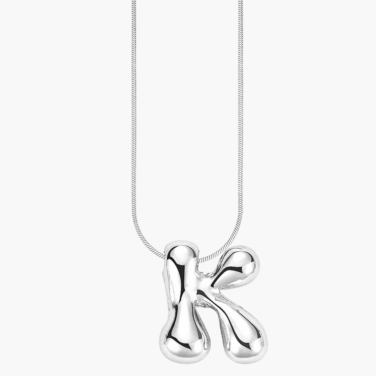 Collana con Iniziale a Lettera a Bolle Argento Luminoso