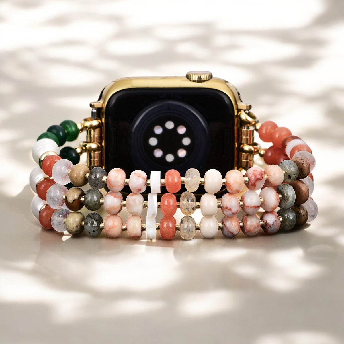 Cinturino Apple Watch elasticizzato in pietra naturale corallo