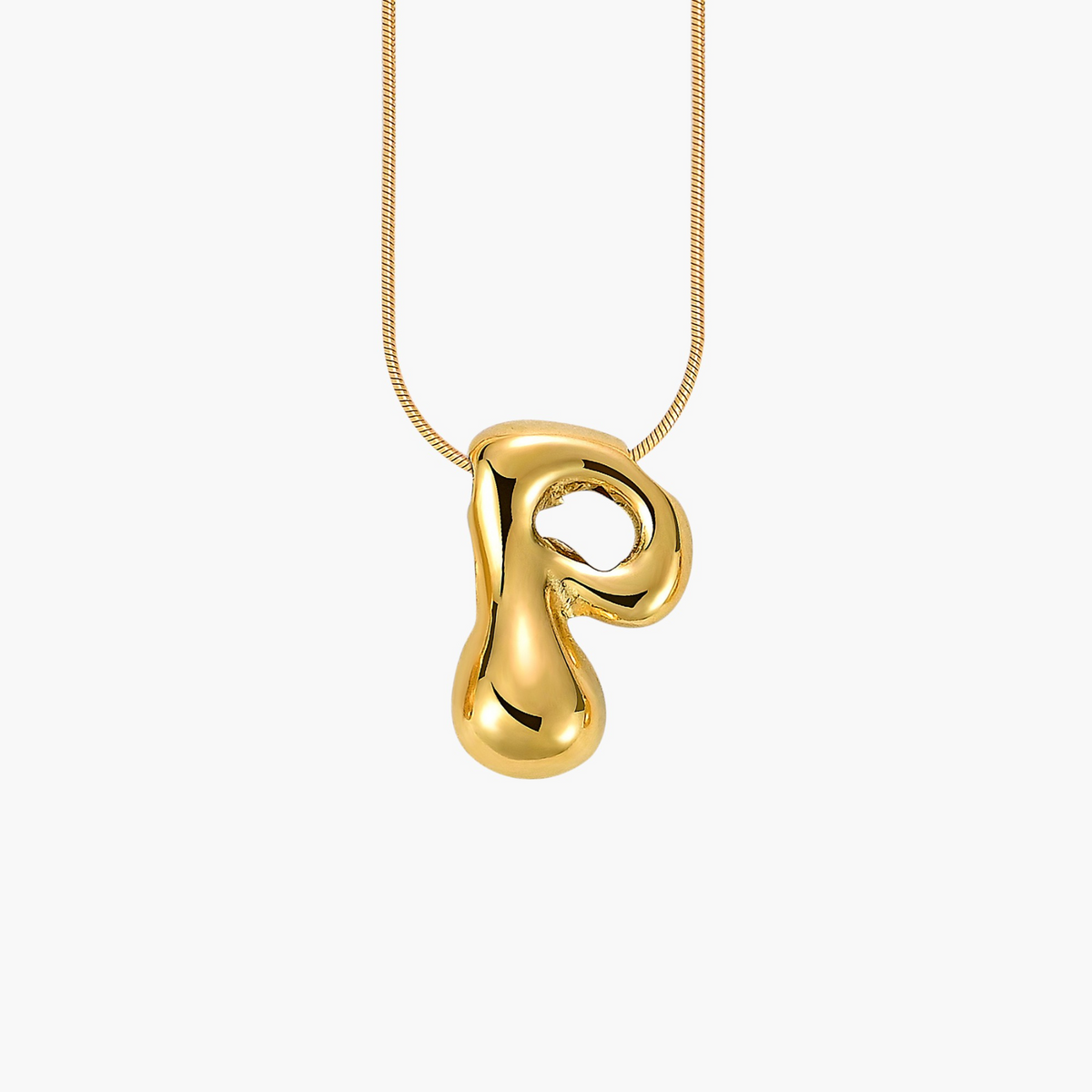 Collana con Iniziale a Lettera a Bolle Dorata