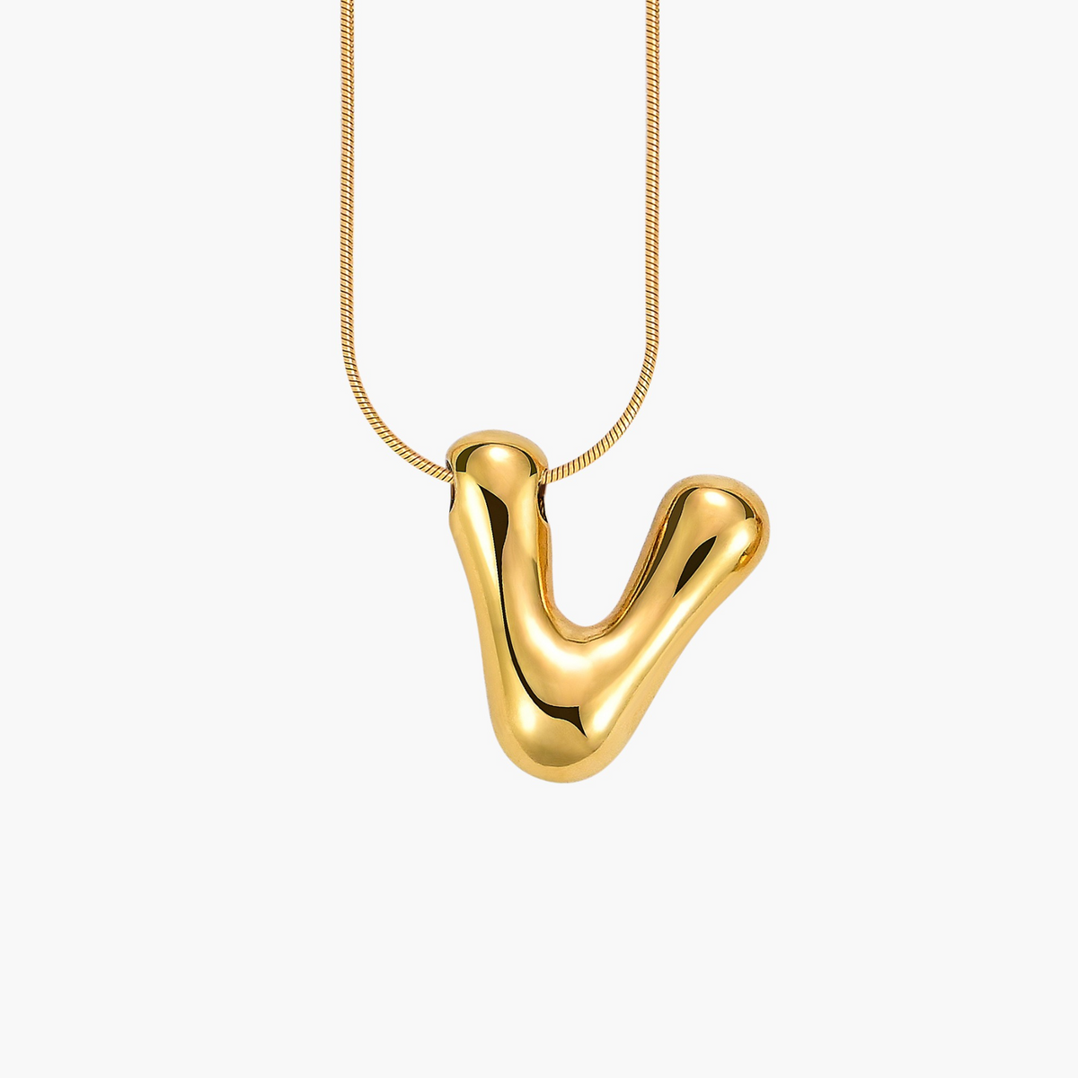 Collana con Iniziale a Lettera a Bolle Dorata