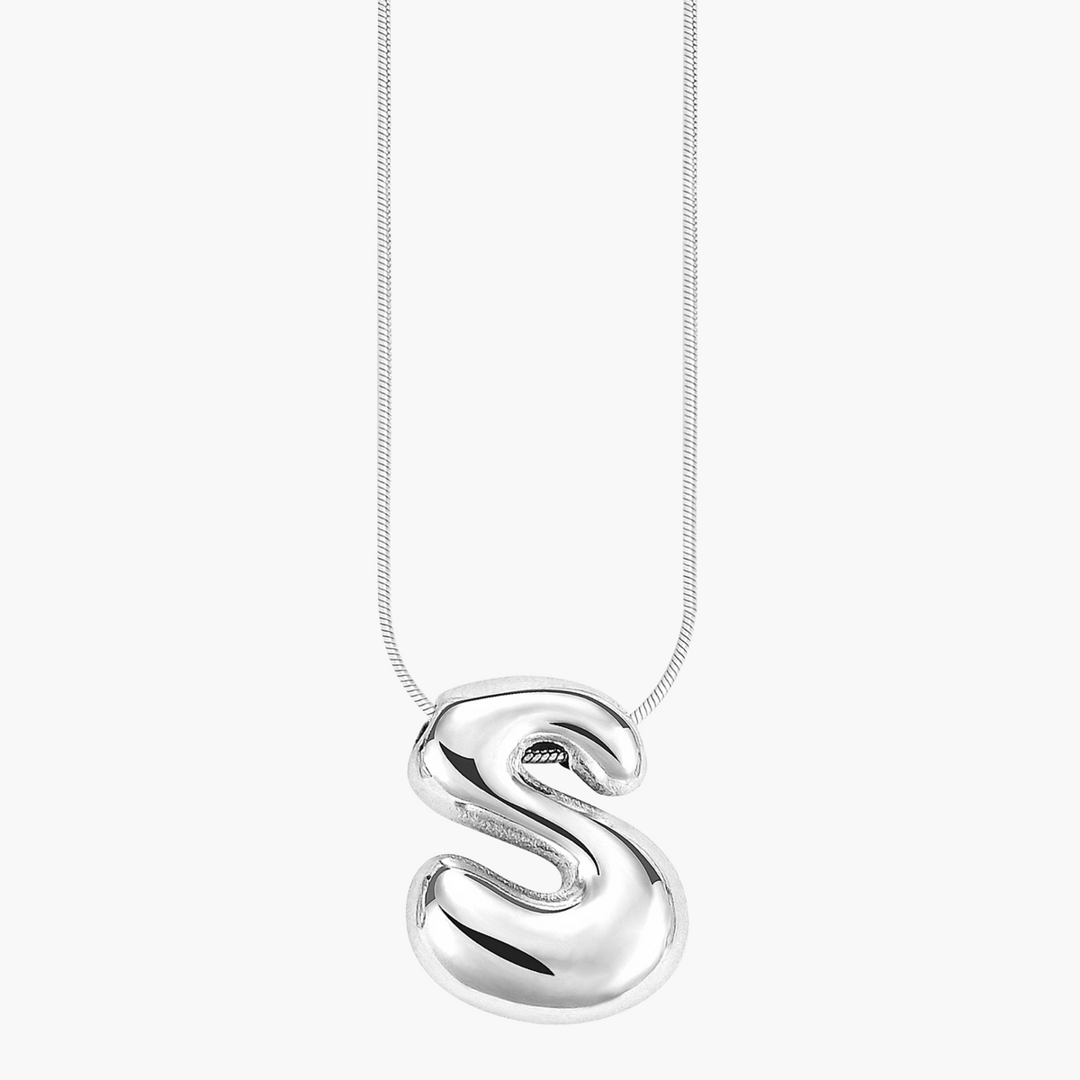 Collana con Iniziale a Lettera a Bolle Argento Luminoso