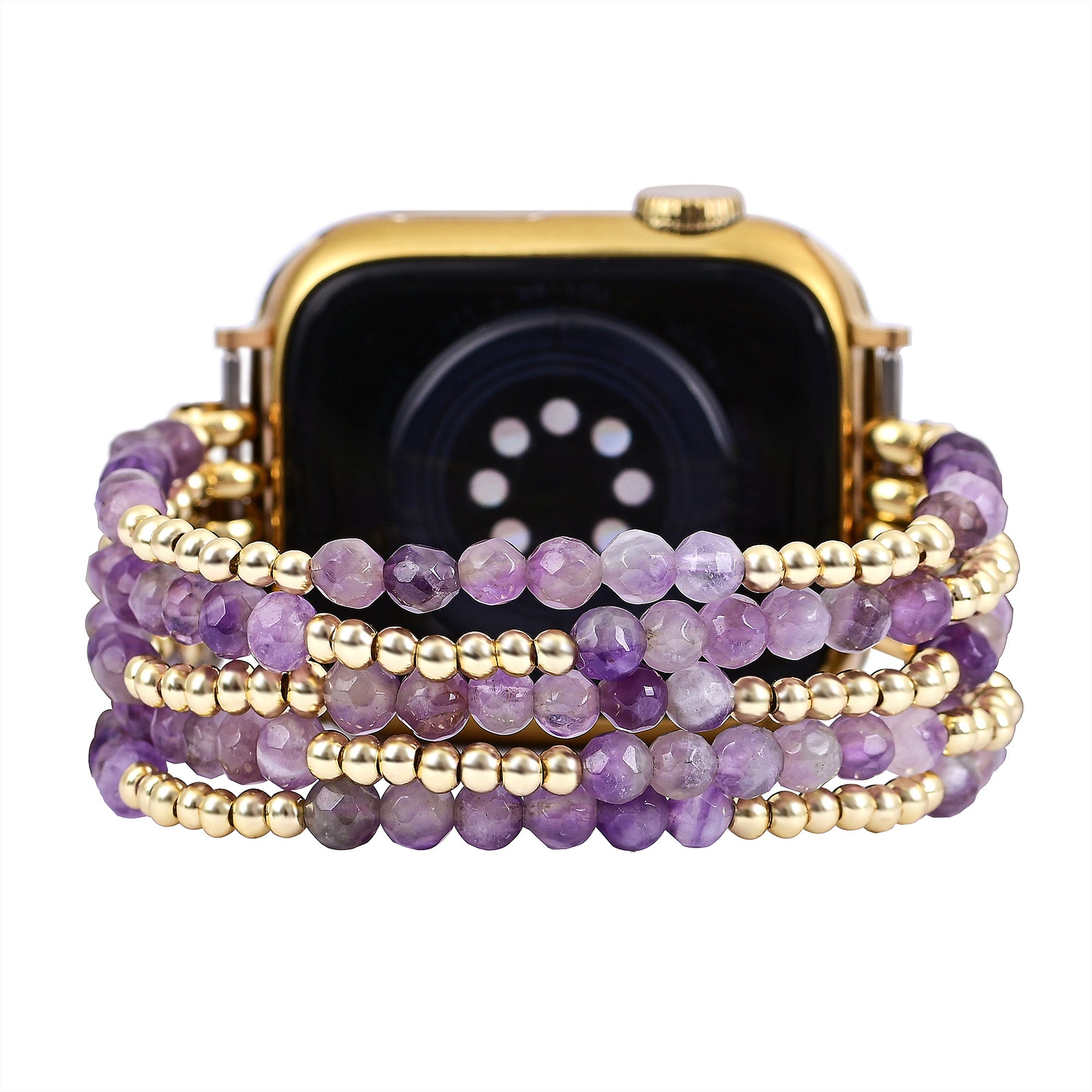 Cinturino elasticizzato Golden Violet Amethyst per Apple Watch