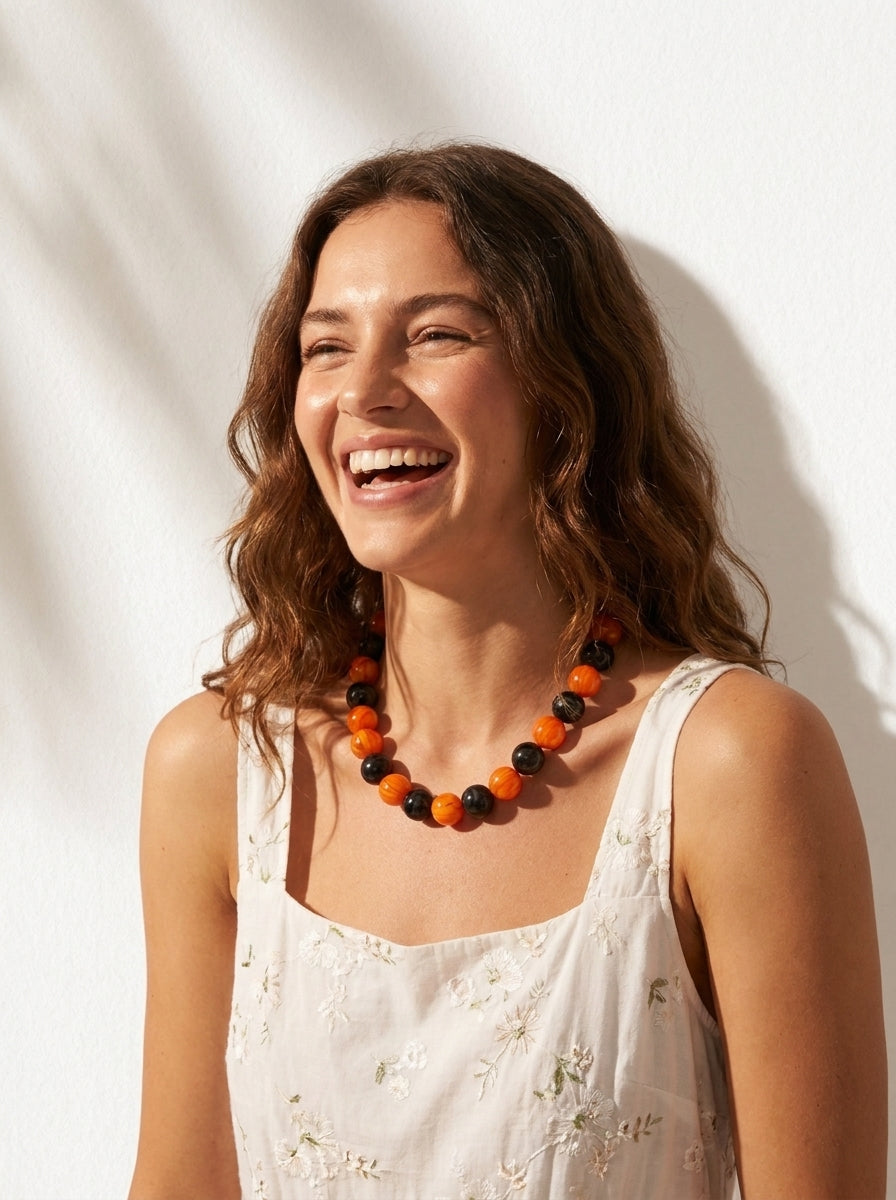 Collana chunky di Halloween Zucca di mezzanotte