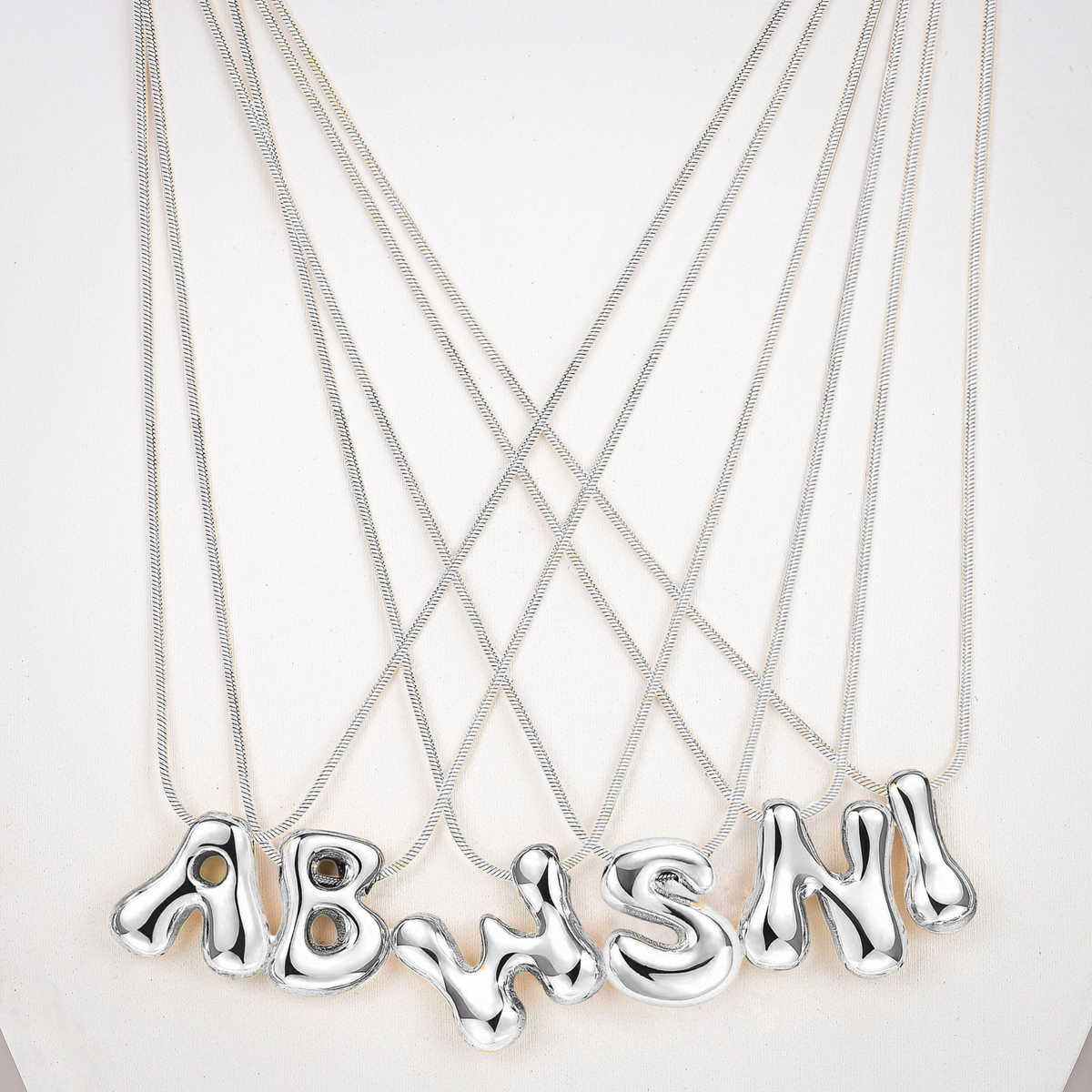 Collana con Iniziale a Lettera a Bolle Argento Luminoso