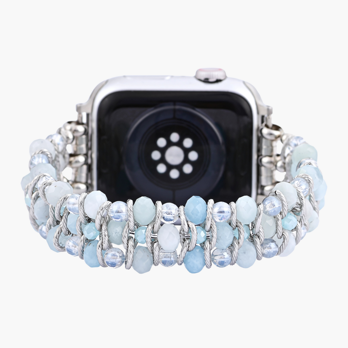 Cinturino intrecciato Apple Watch in zaffiro acquamarina