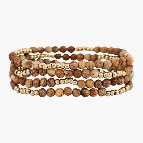 Set di Bracciali in Diaspro Terra Dorata