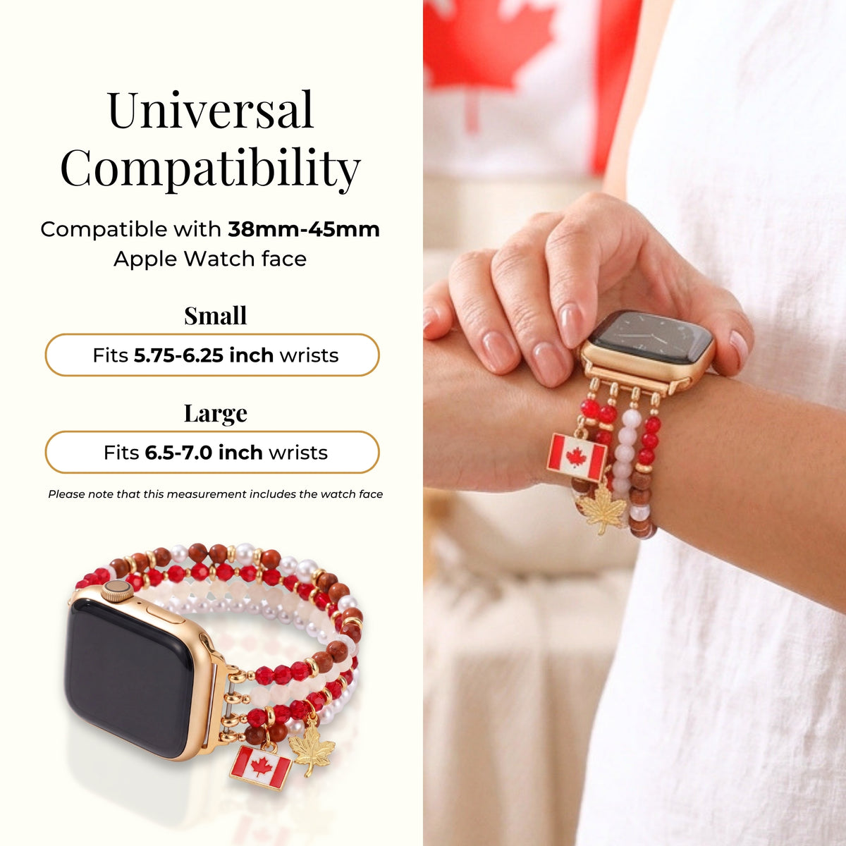 Cinturino Apple Watch elasticizzato in perla d'acero canadese