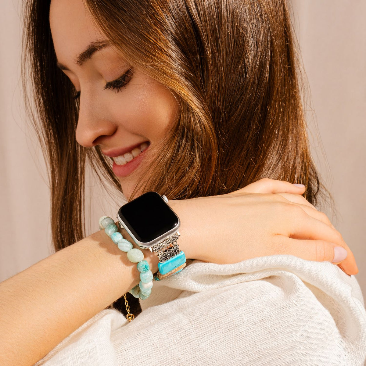 Cinturino elasticizzato Coastal Turquoise per Apple Watch