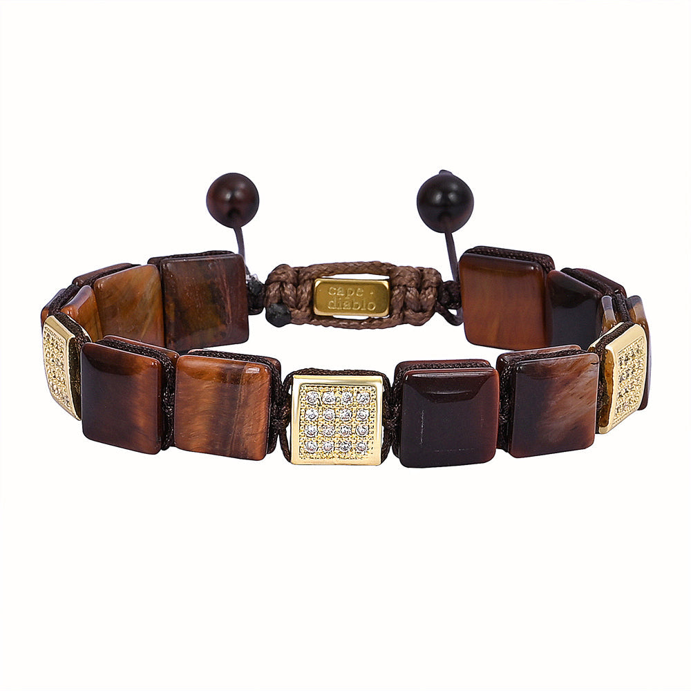 Bracciale da uomo in occhio di tigre rosso