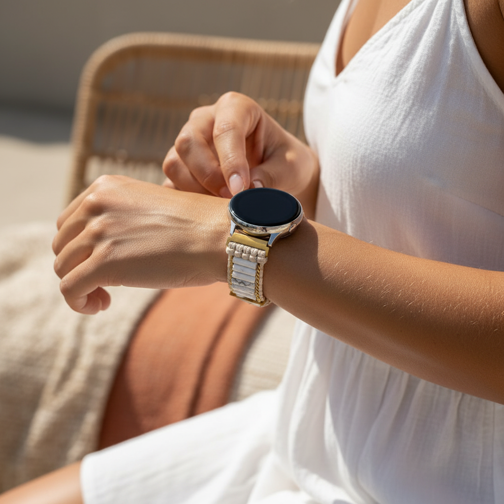 Cinturino per orologio Samsung Galaxy in Howlite celestiale