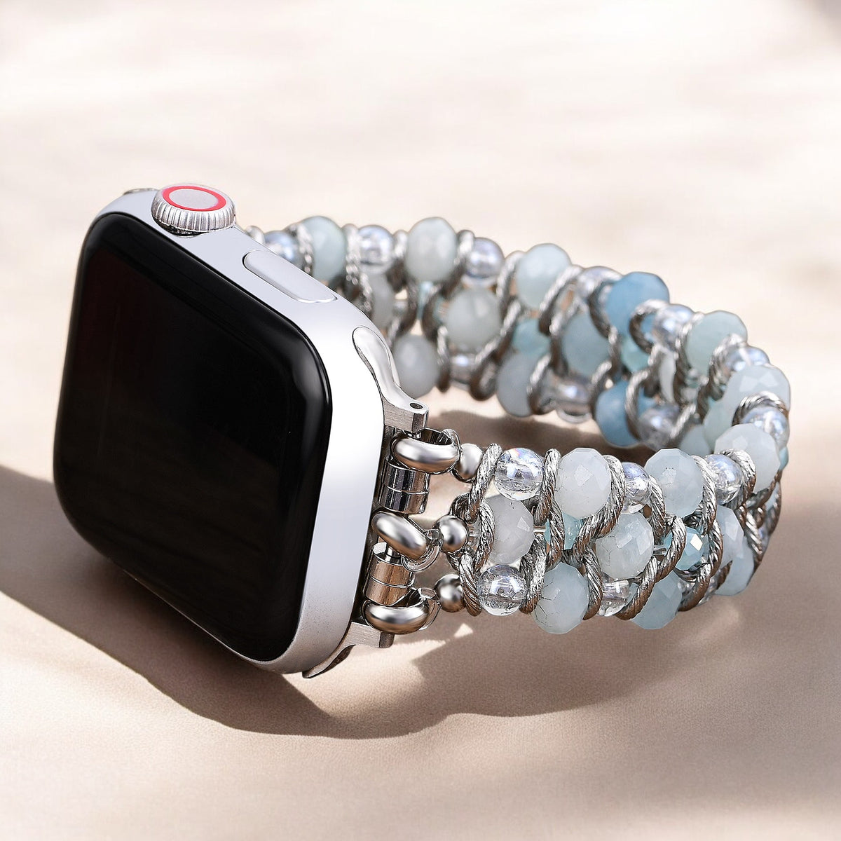 Cinturino intrecciato Apple Watch in zaffiro acquamarina