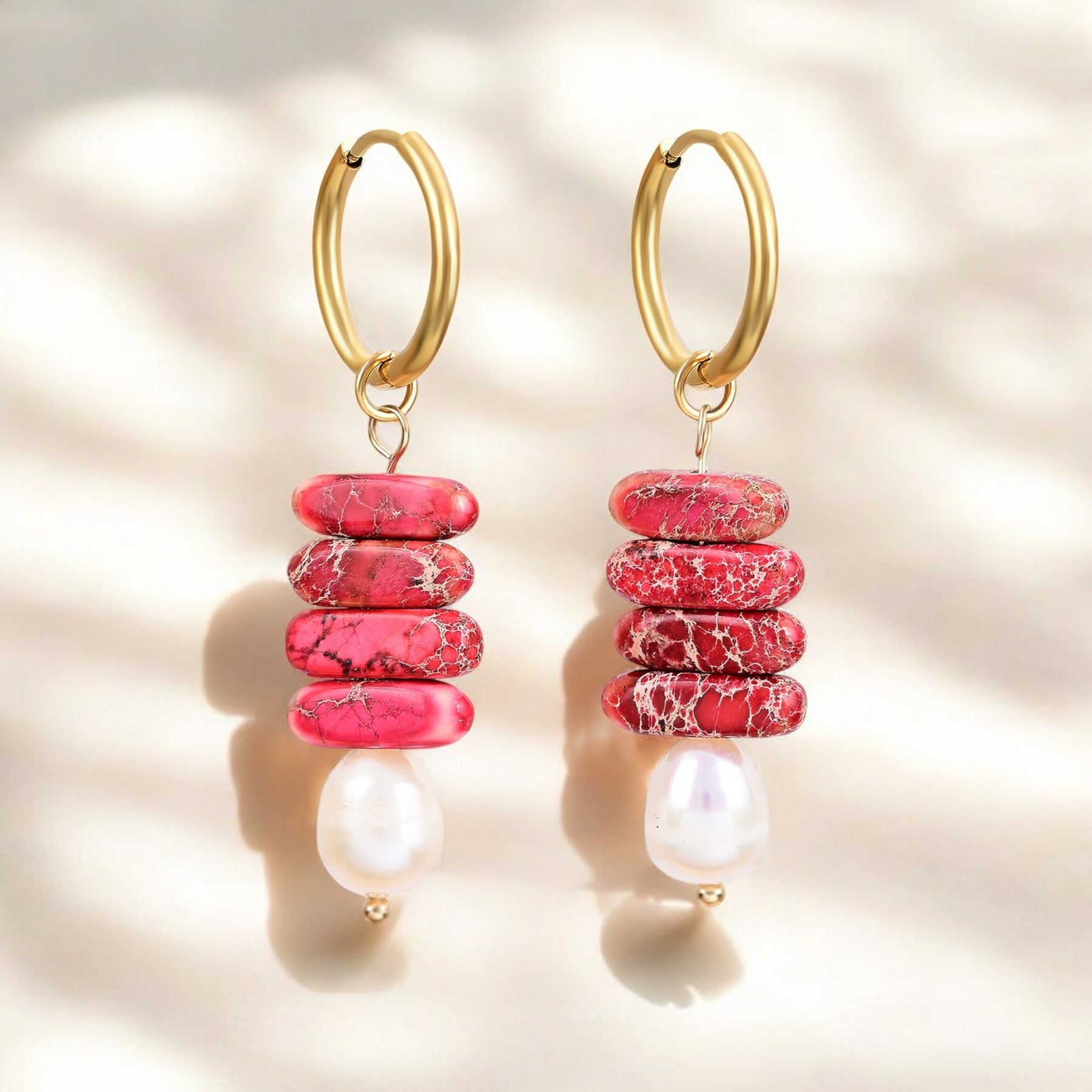 Orecchini a cerchio Ocean Bliss con perla e diaspro giada