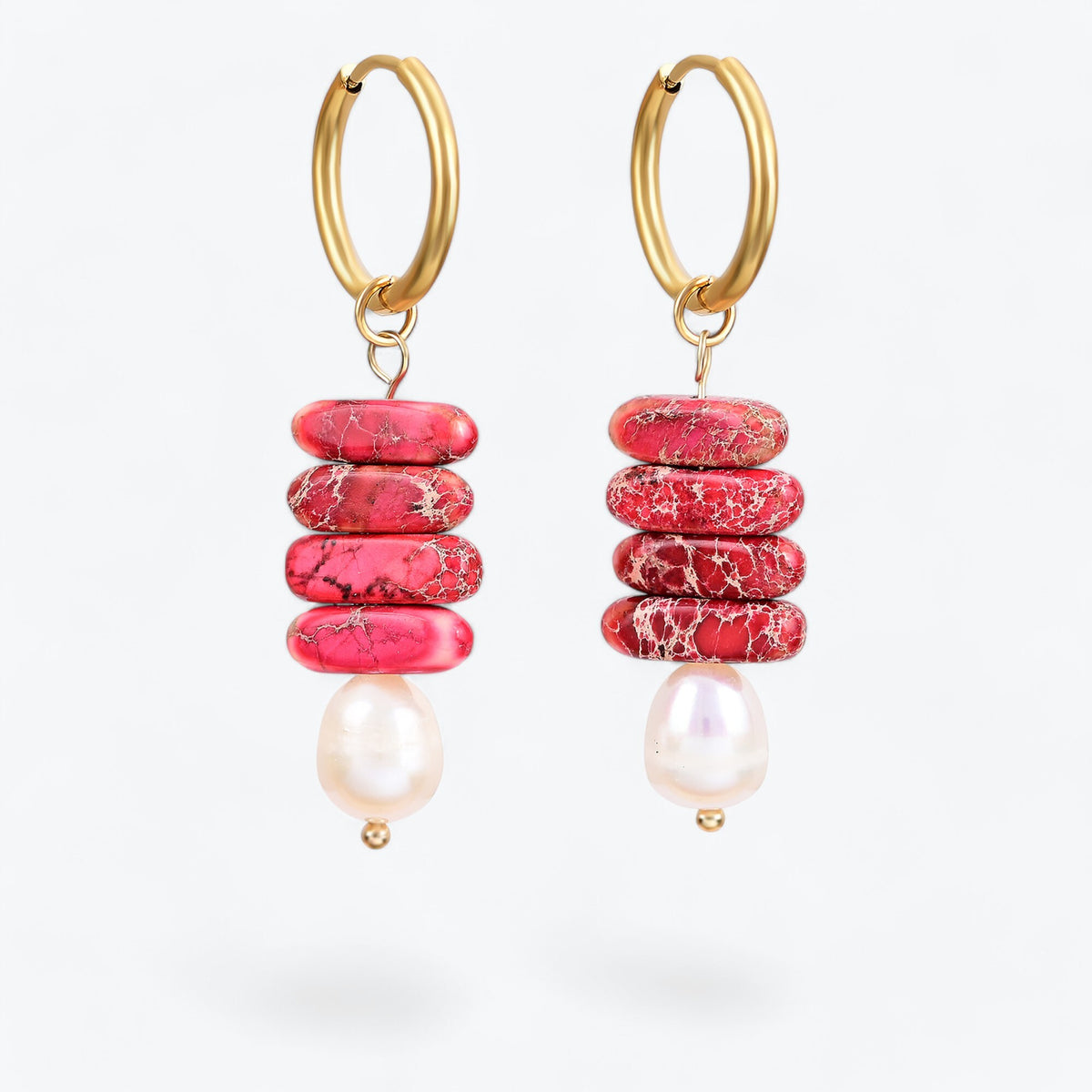 Orecchini a cerchio Ocean Bliss con perla e diaspro giada