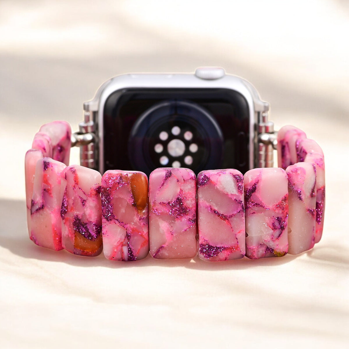 Cinturino Apple Watch elasticizzato in marmo rosa