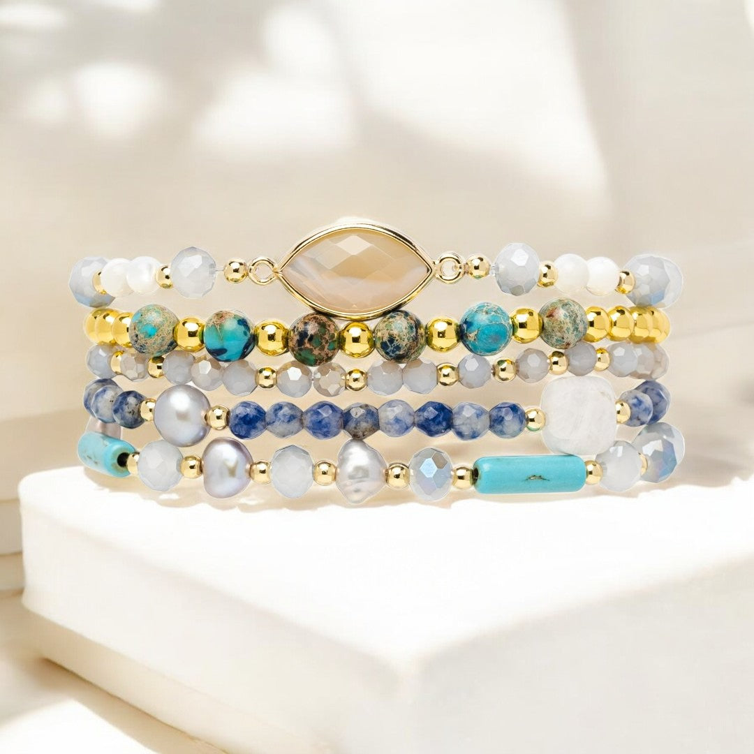 Cinturino elasticizzato in cashmere turchese per Apple Watch