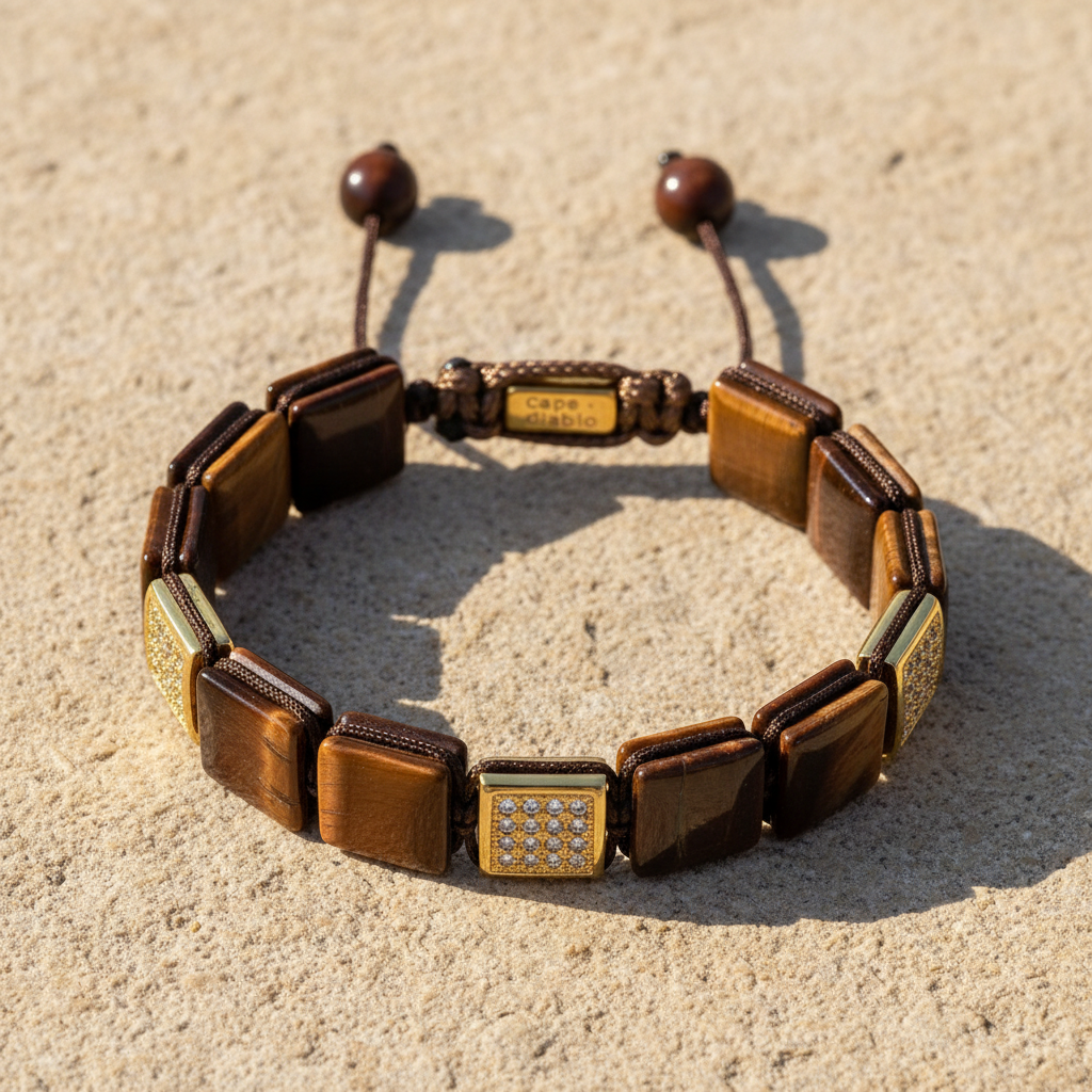 Bracciale da uomo in occhio di tigre rosso