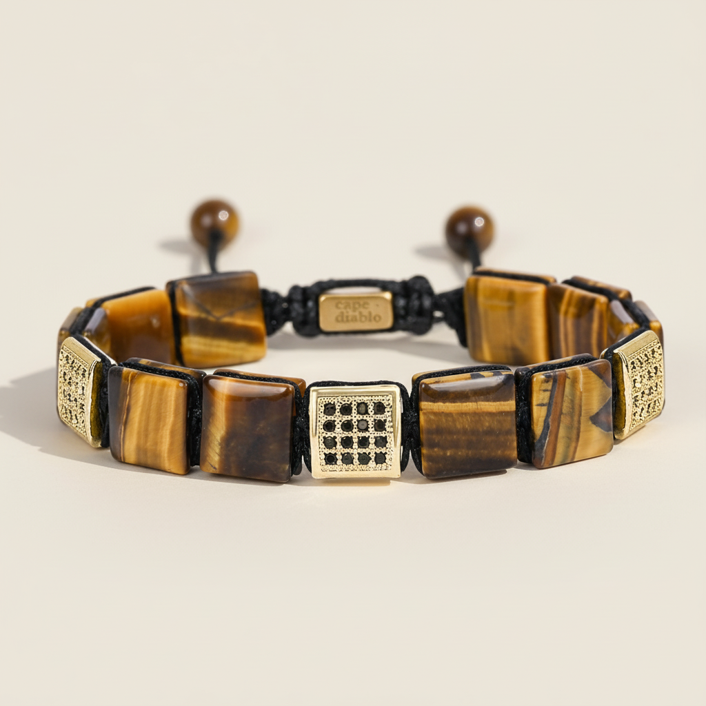 Bracciale da uomo in occhio di tigre giallo