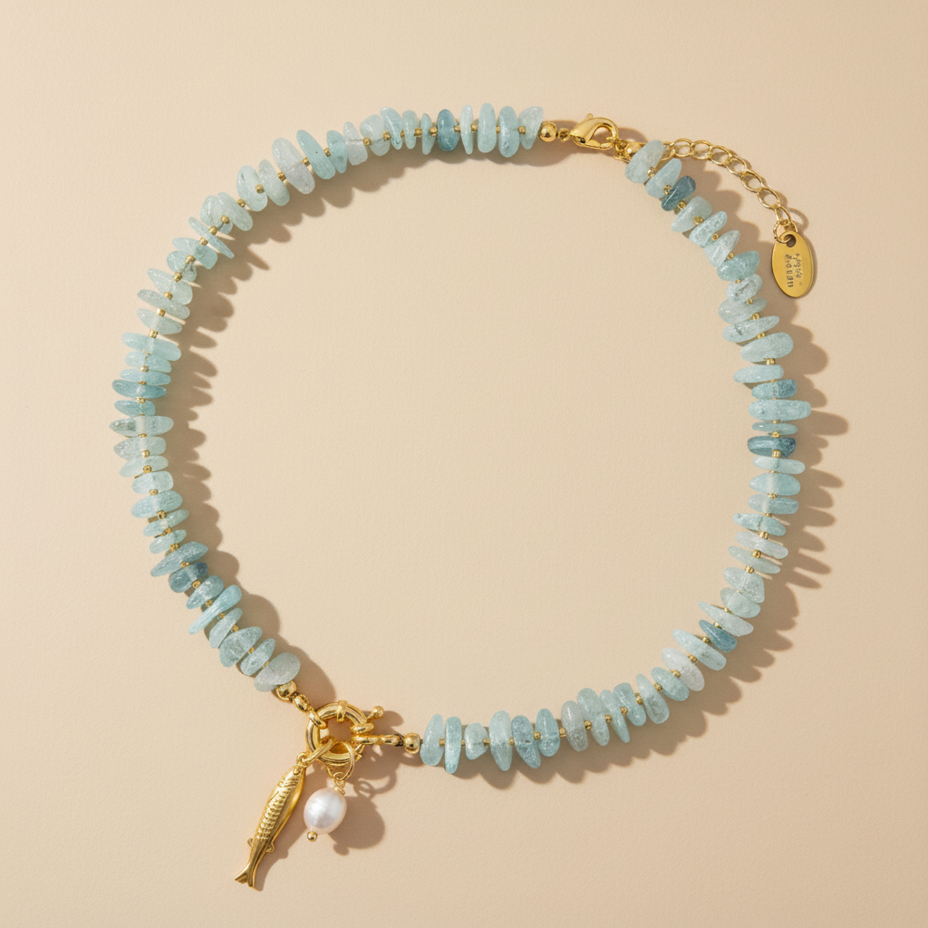 Collana con ciondolo perla acquamarina