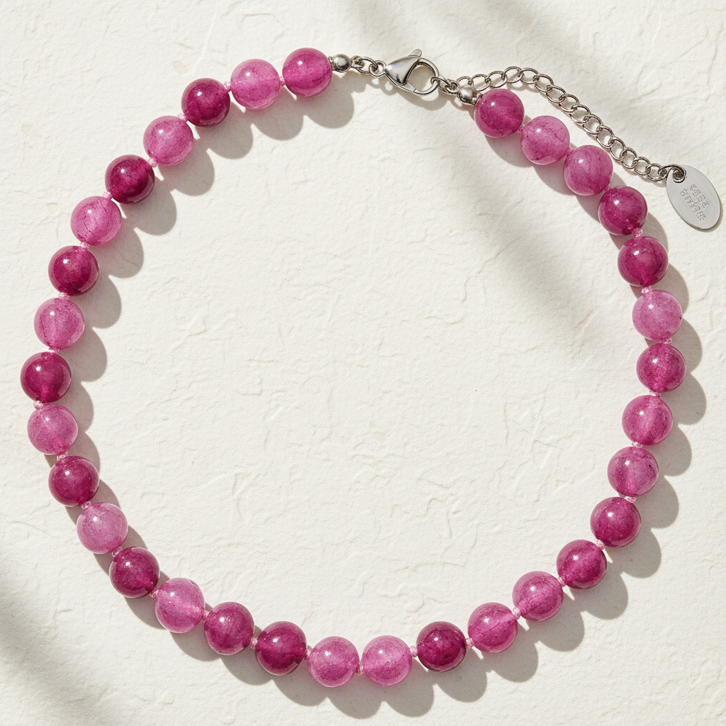 Collana Girocollo in Quarzo Rosa Radiante