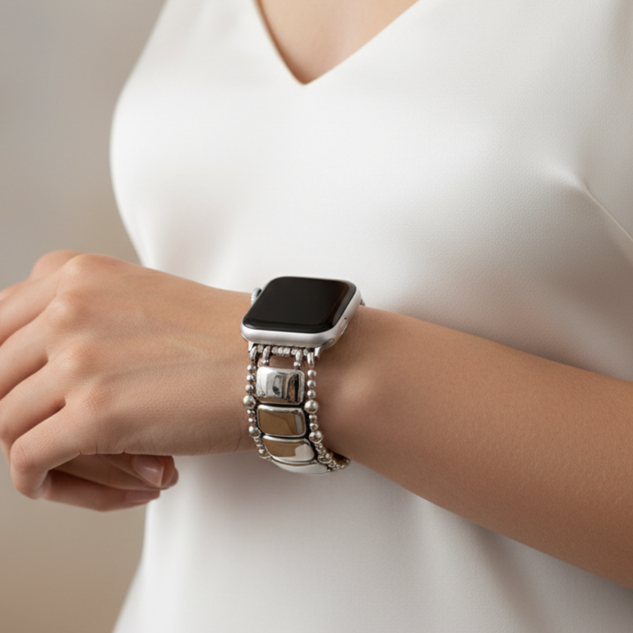 Cinturino elastico platino nero per Apple Watch