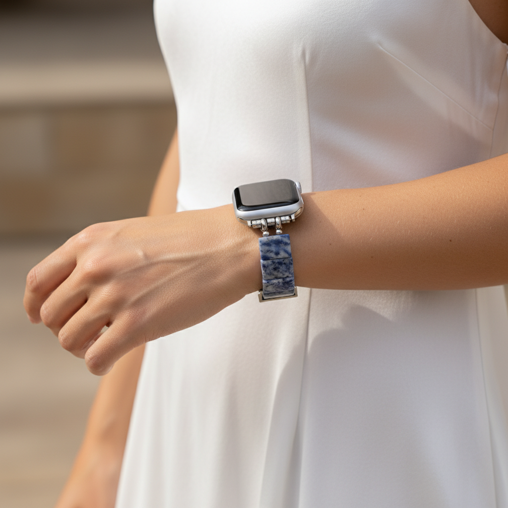 Cinturino elastico in sodalite orizzonte blu per Apple Watch