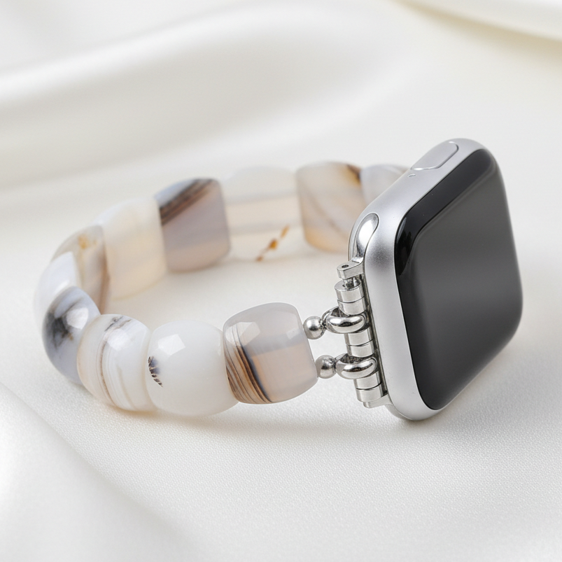 Cinturino elasticizzato color avorio per Apple Watch