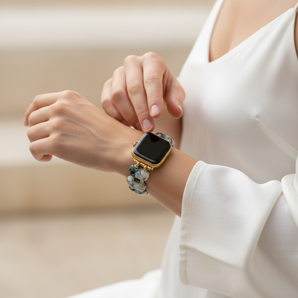 Cinturino elastico per Apple Watch in agata di foresta terra