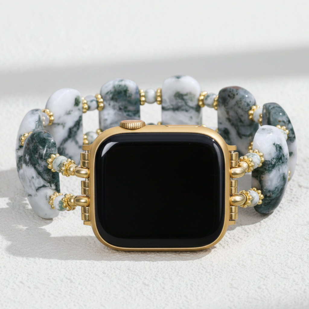 Cinturino elastico per Apple Watch in agata di foresta terra