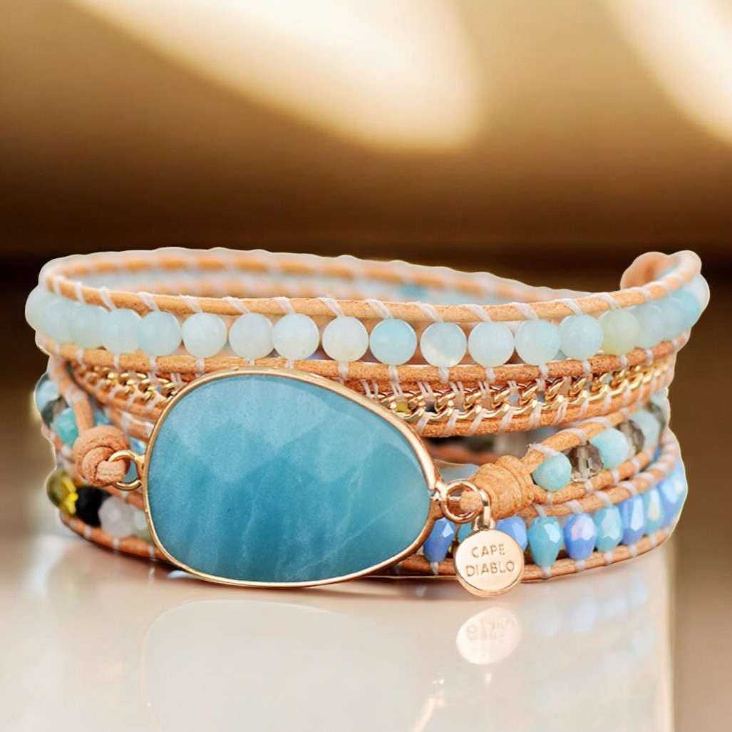 Braccialetto avvolgente protettivo in Amazonite curativa