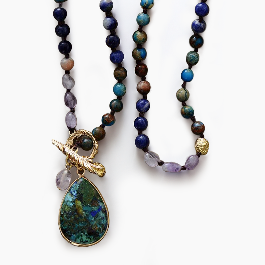 Collana con pendente a goccia di ametista curativa