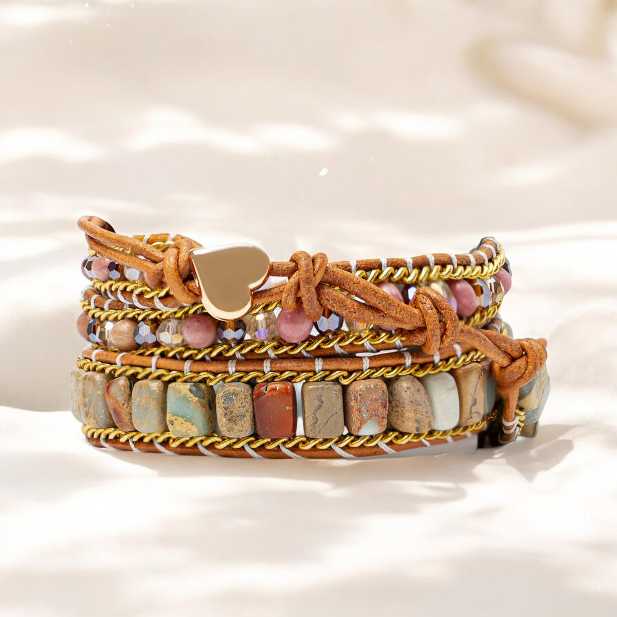 Bracciale avvolgente protettivo in rodonite per l'amore