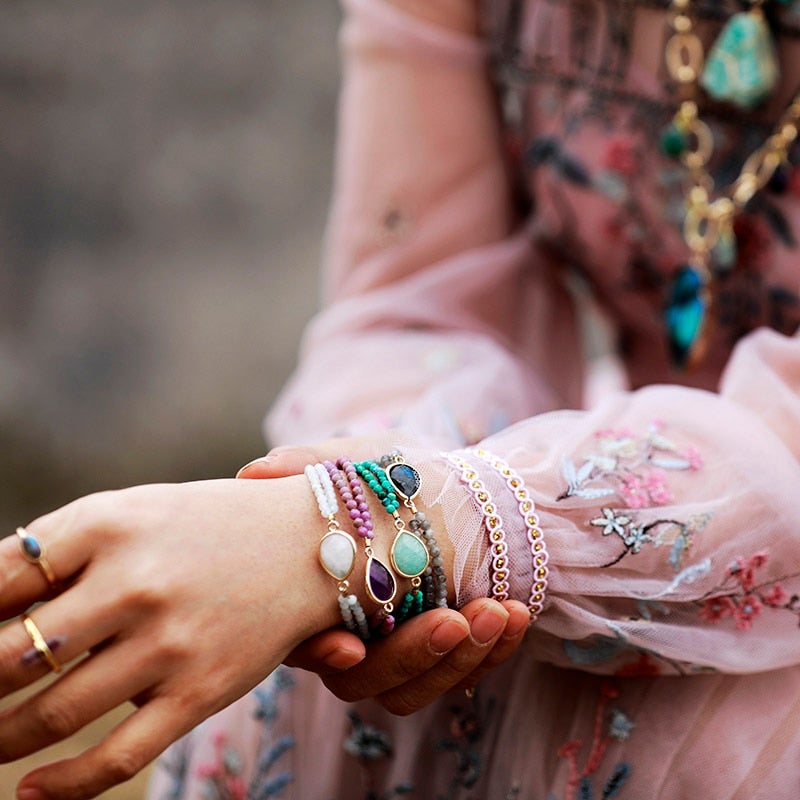 Glistening Moonstone Teardrop Bracelet - Cape Diablo