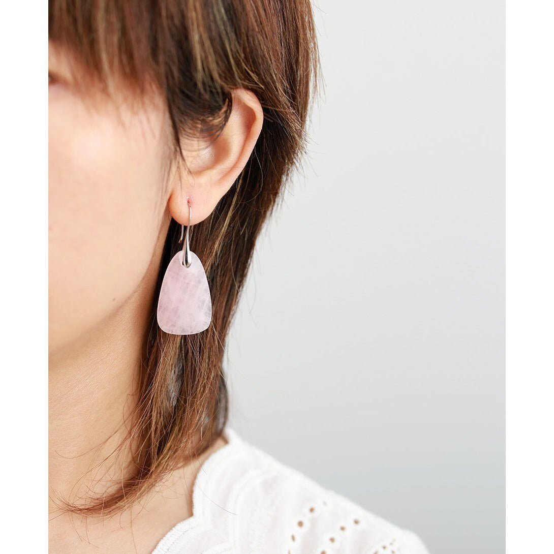 Rose Quartz Protection Drop Earrings - Cape Diablo