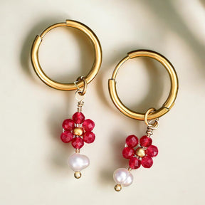 Orecchini a cerchio con perla Jade Blossom