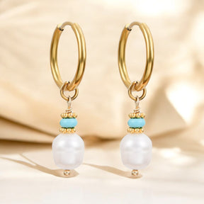 Orecchini a cerchio con perle e agata Golden Grace
