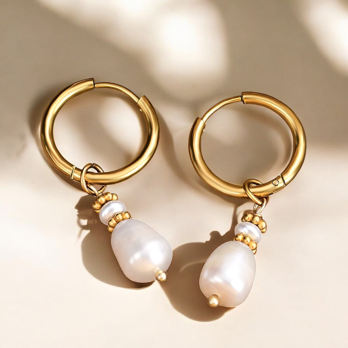 Orecchini a cerchio con perle e agata Golden Grace