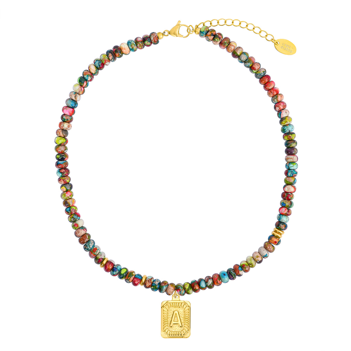 Collana a bolla con iniziale e gemma vivace