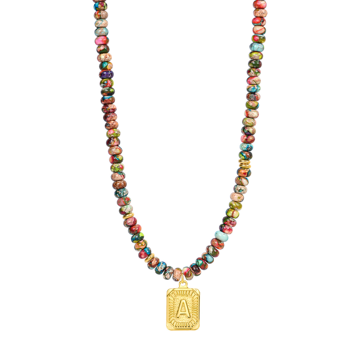 Collana a bolla con iniziale e gemma vivace