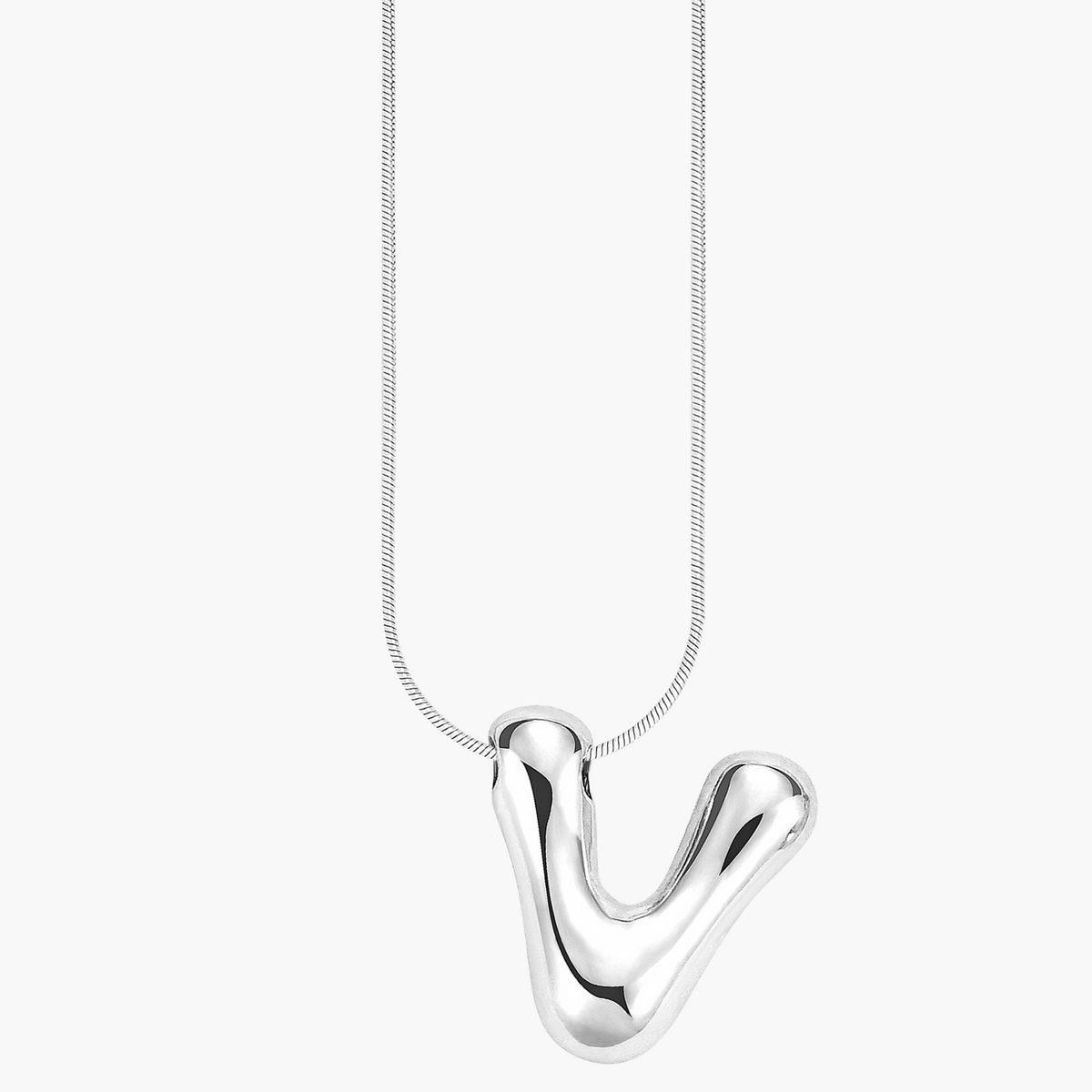 Collana con Iniziale a Lettera a Bolle Argento Luminoso