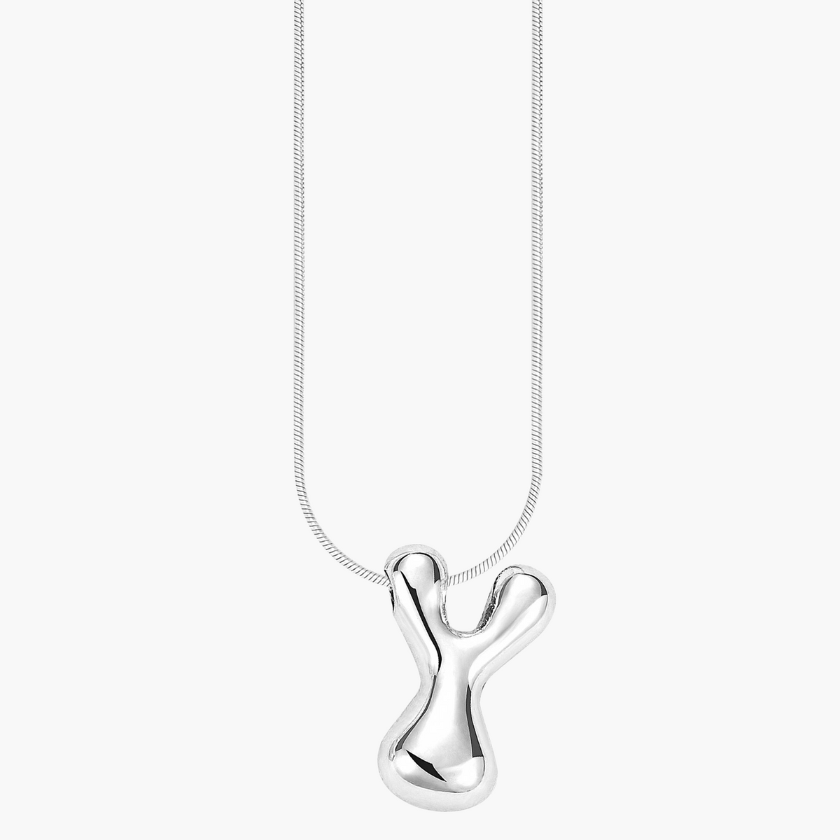 Collana con Iniziale a Lettera a Bolle Argento Luminoso