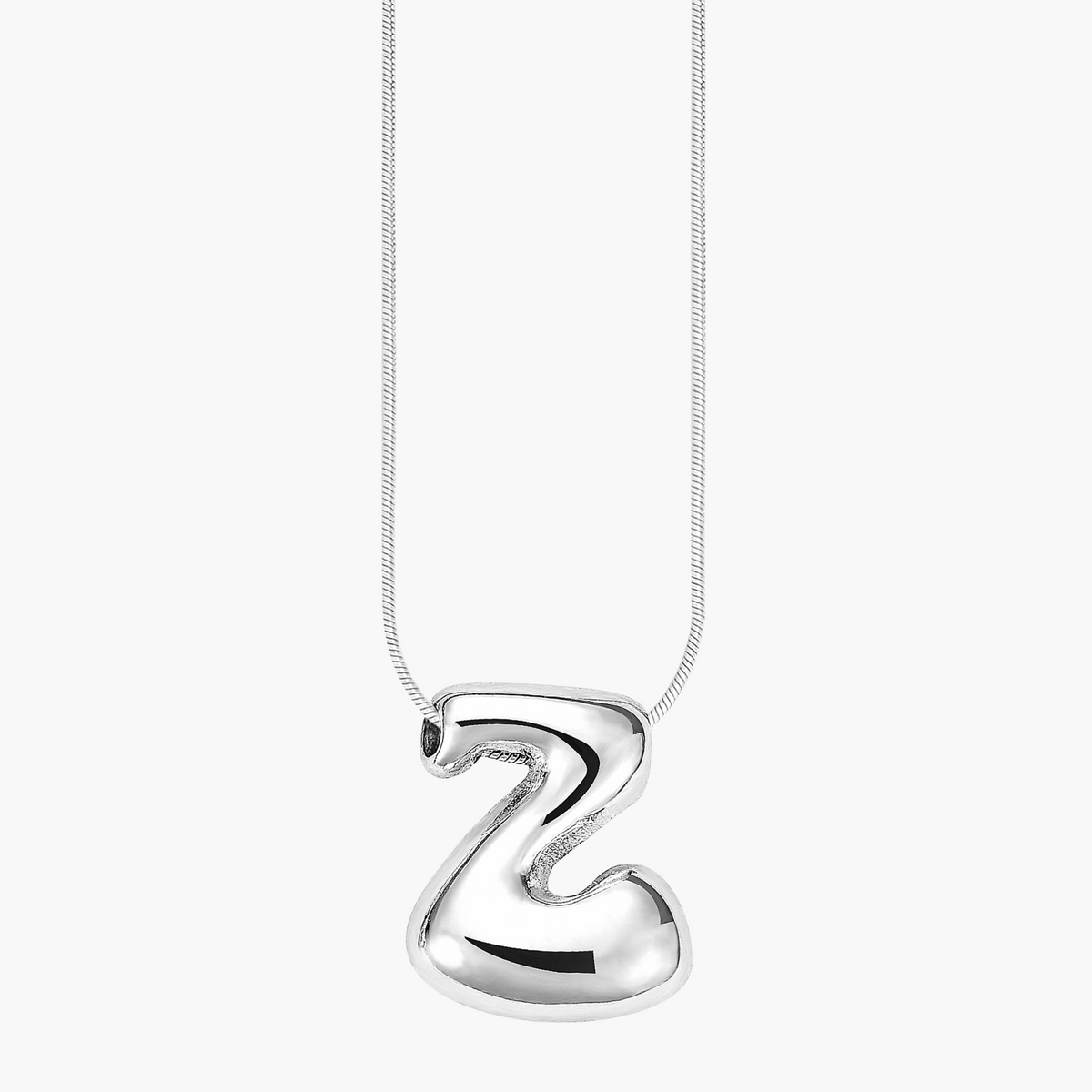 Collana con Iniziale a Lettera a Bolle Argento Luminoso
