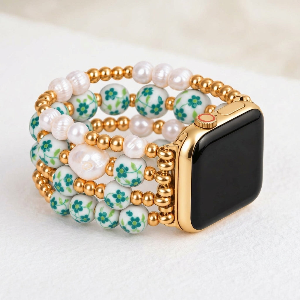 Cinturino Apple Watch Porcelain Garden Emerald Grove