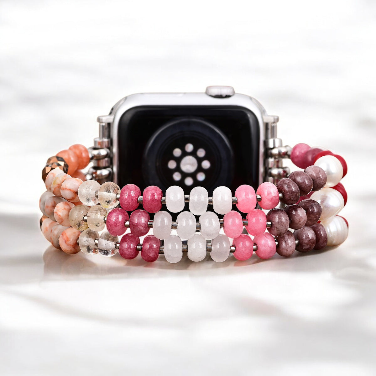 Cinturino elasticizzato in pietra Ruby Blush per Apple Watch