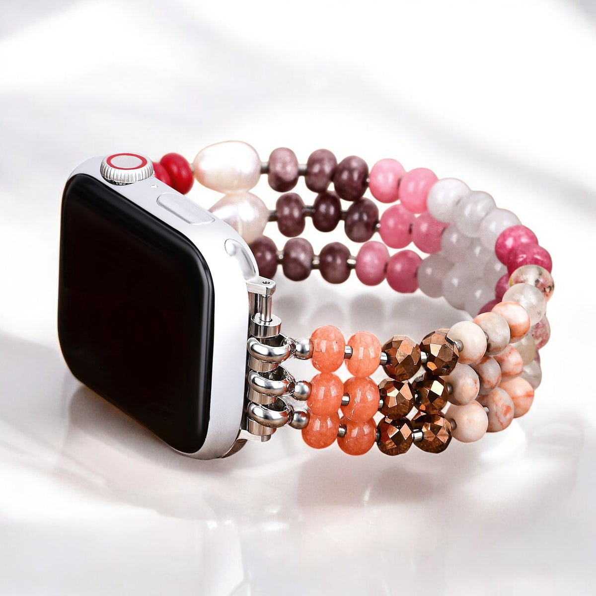 Cinturino elasticizzato in pietra Ruby Blush per Apple Watch