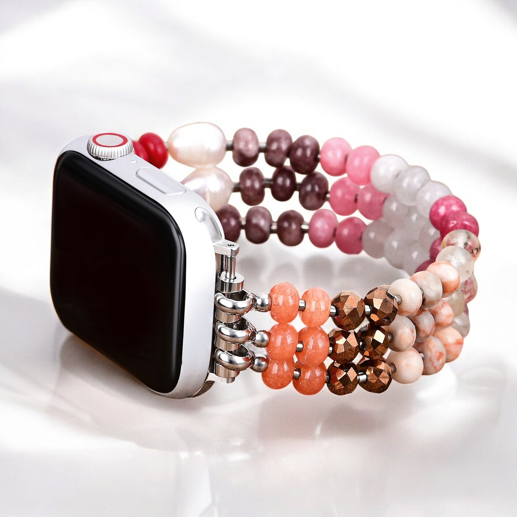 Cinturino elasticizzato in pietra Ruby Blush per Apple Watch