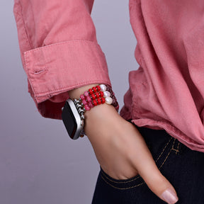 Cinturino elasticizzato in pietra Ruby Blush per Apple Watch