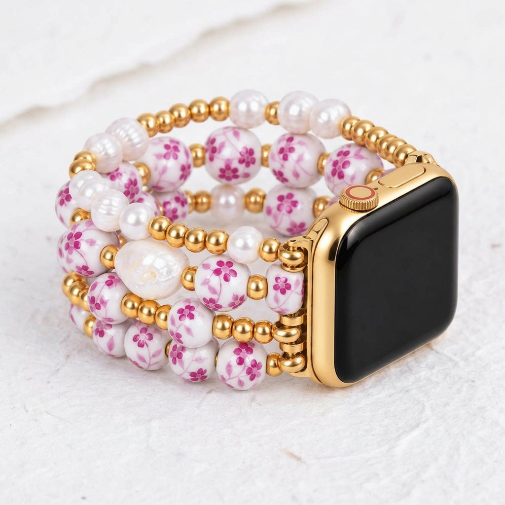 Cinturino Apple Watch Porcelain Garden Rose Blossom