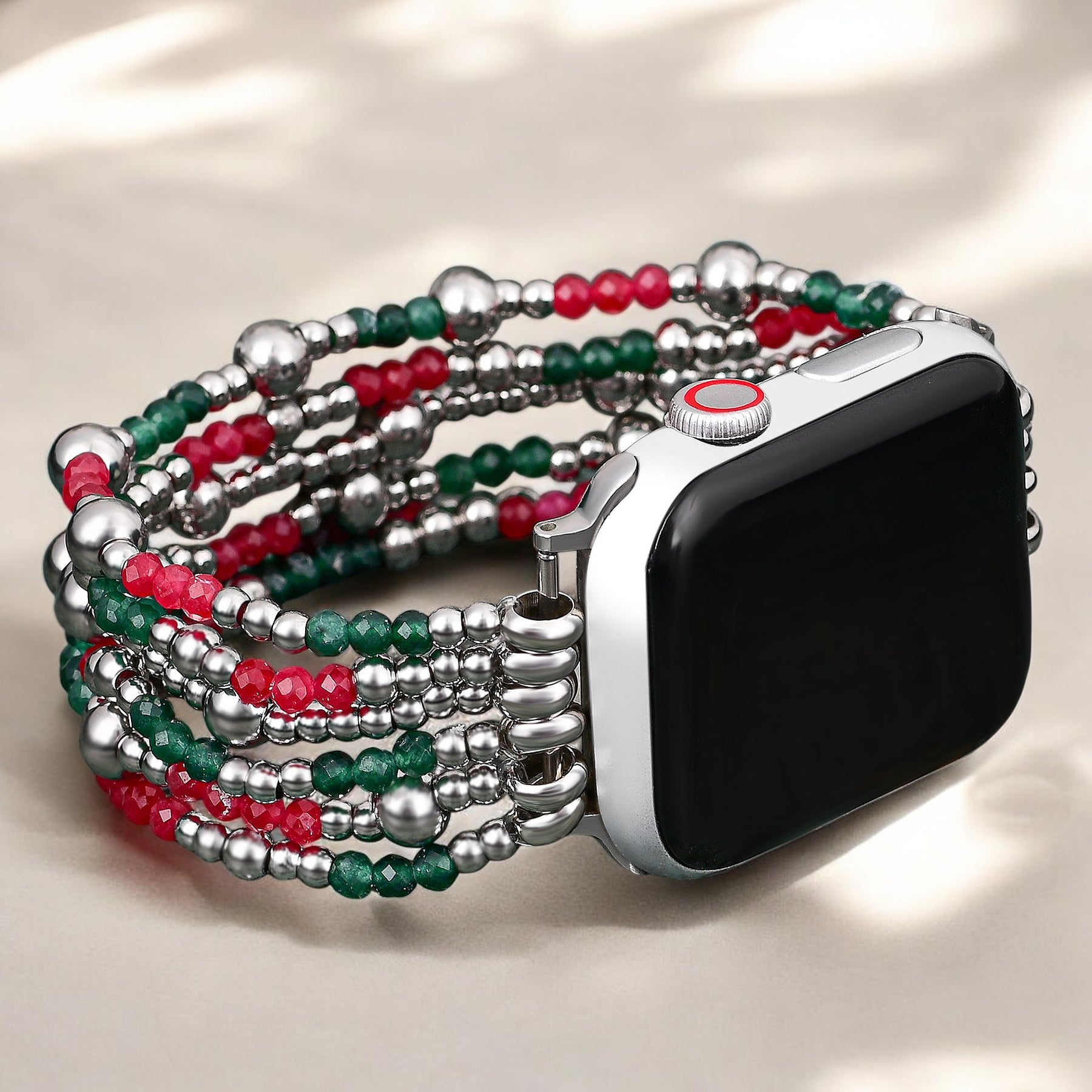 Elegante cinturino elastico argento festivo per Apple Watch