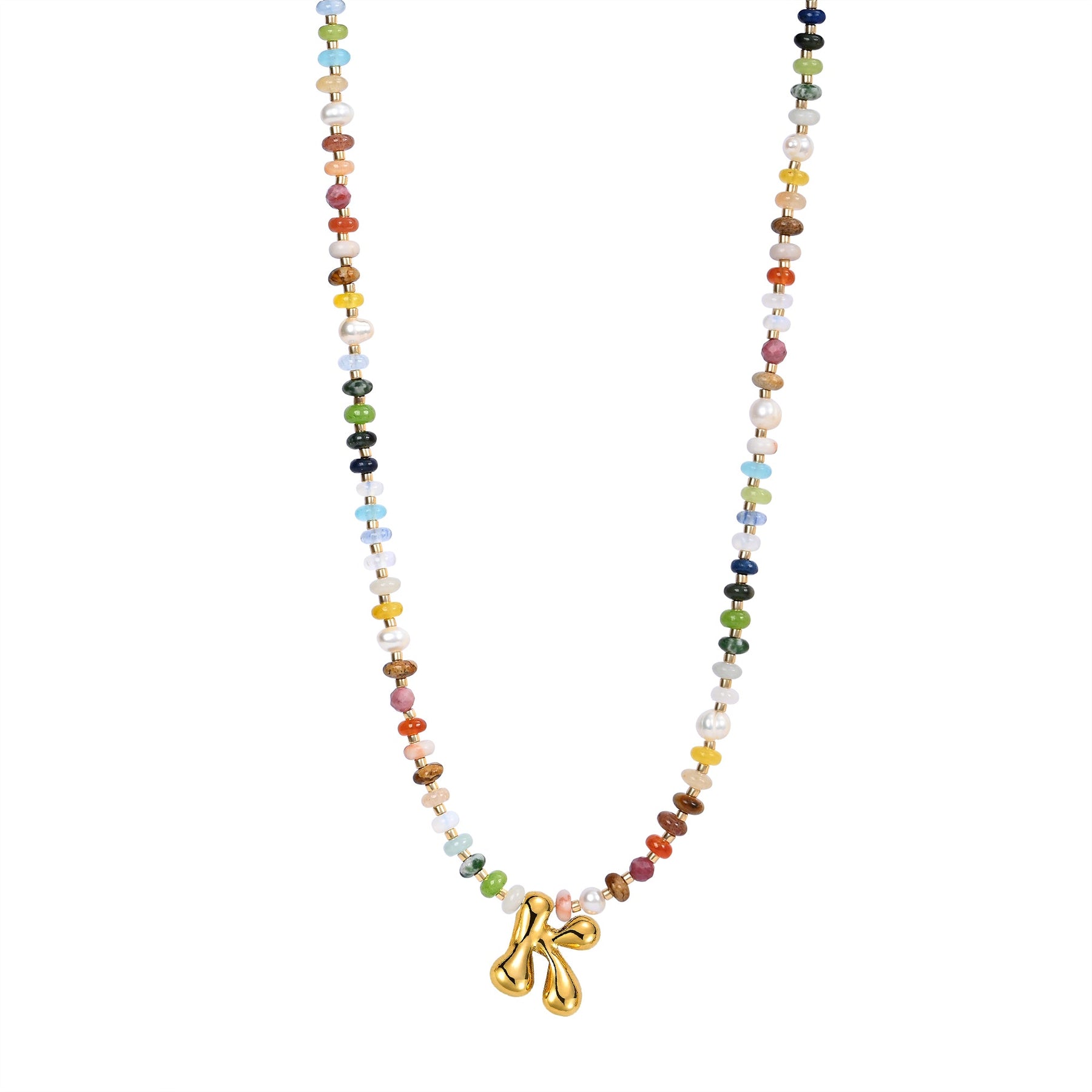 Collana con lettere a bolle multicolore