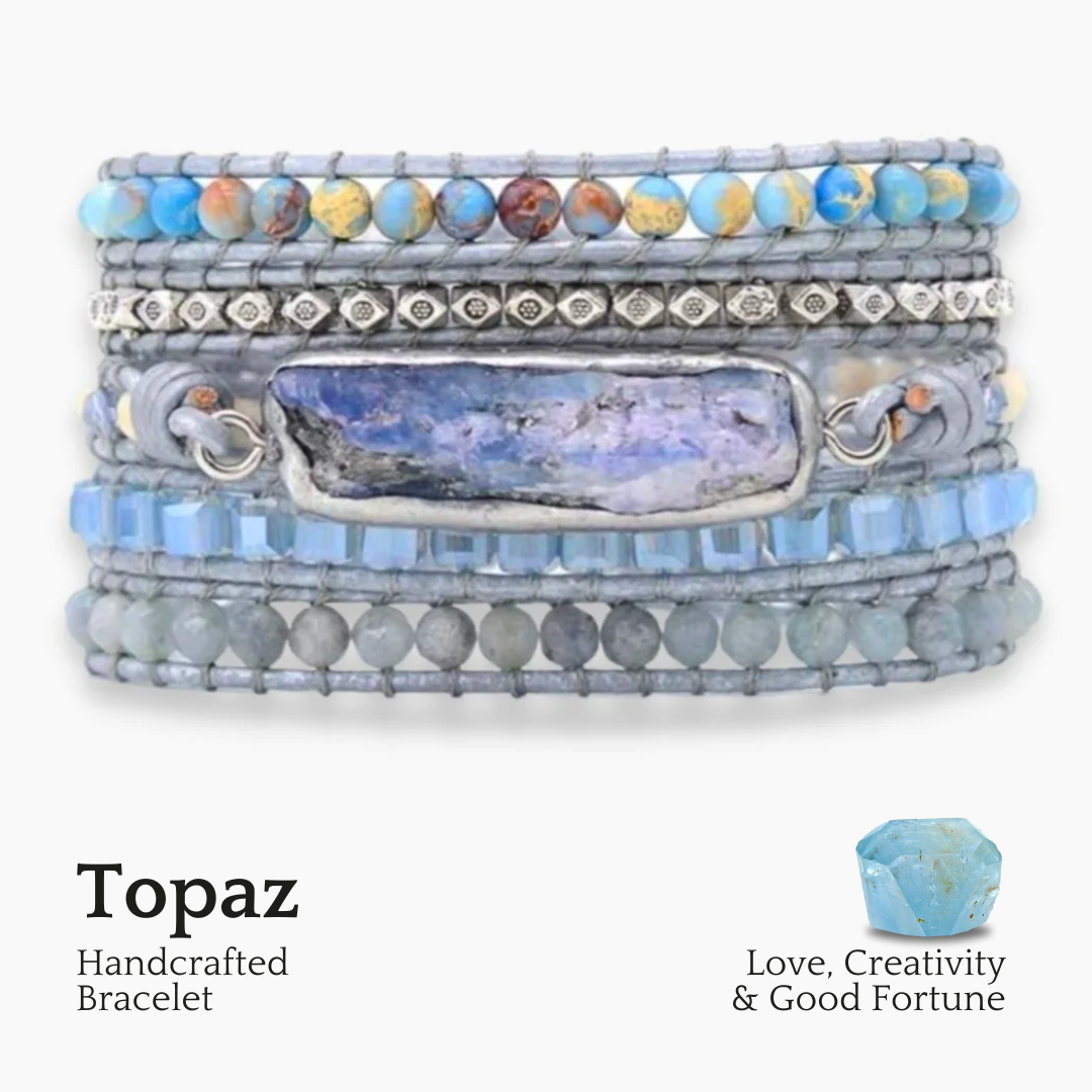 Bracciale avvolgente in argento Regina Topazio Guaritore